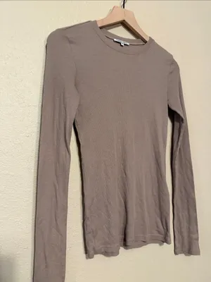 Cotton Citizen Ribbed crop top Long Sleeve Tan Size Small thumbnail 2