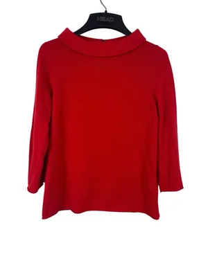 J.Crew 100% Cashmere Sweater Women’s Red Mock Neck 3/4 Sleeve Knit Top thumbnail 4