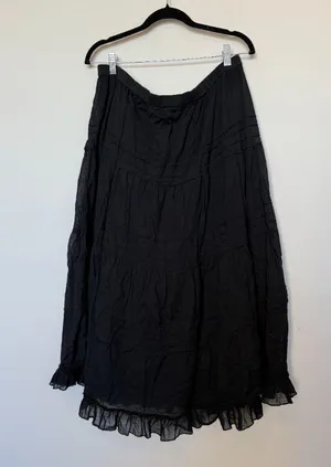 Vintage Y2K Black Tiered Peasant Maxi Skirt thumbnail 1