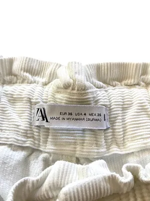 Zara Barrel Leg Corduroy Pants White Size 4 Neutral Minimalist Classic Coastal thumbnail 3