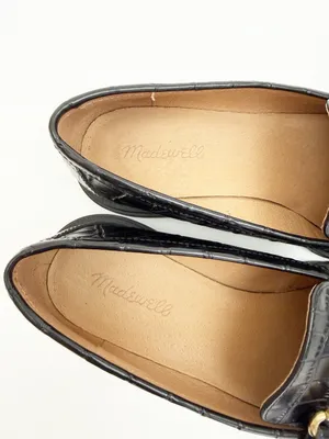 Madewell The Bradley Hardware Lugsole Loafer in Croc Embossed Leather True Black thumbnail 10