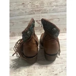 Corral Emma Ankle Boots Western Women's Size 7.5 Brown Turquoise Fringe Leather thumbnail 4