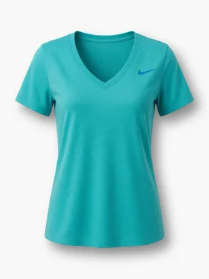 Nike Shirt Womens L Blue Dri Fit Short Sleeve Athletic Fit V-neck Tee thumbnail 1