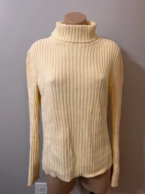 GAP Ribbed Butter Yellow Turtleneck Sweater 90s mom 1999 Medium thumbnail 2