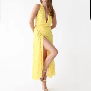 NWT Rumored Sirena Midi Wrap Dress Windswept Floral Halter Slit Womens Size S thumbnail 2