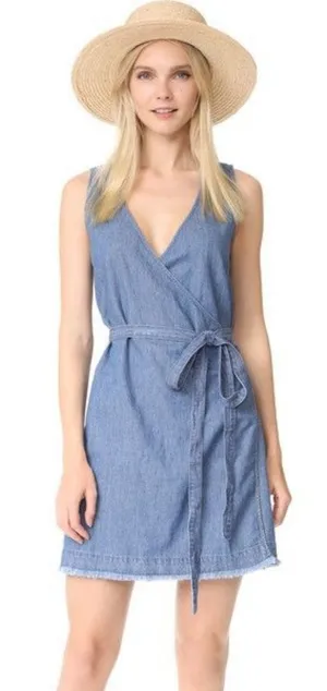 Madewell Denim Raw Hem Wrap Dress M thumbnail 1