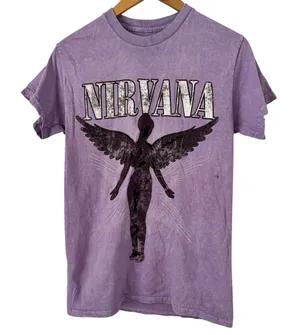 Nirvana Purple In Utero Angel Print Short Sleeve Band T-shirt Women’s Size Small thumbnail 1