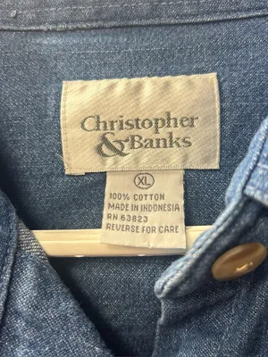 VTG Christopher&Banks Noah's Ark Themed Embroidered Short Sleeve Denim Shirt: XL thumbnail 2