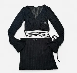 Bear Dance Black Sheer Knit Cover Up Two-Piece Set thumbnail 7