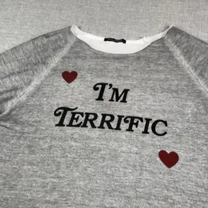 Wildfox T-Shirt Womens M Gray Crew Neck Long Sleeve Fleece I'm Terrific Hearts thumbnail 2
