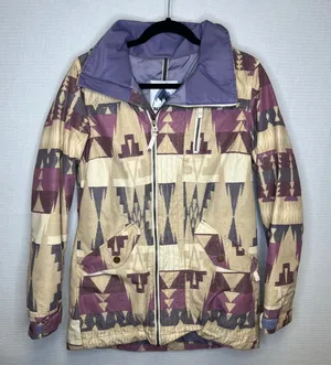 Burton Dryride Thermolite Snowboard Jacket XS Purple Aztec Geometric Print Coat thumbnail 1