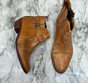 Vintage Father & Son Tan Brown Distressed Leather Old West Cowboy Boots Size 8 D thumbnail 2