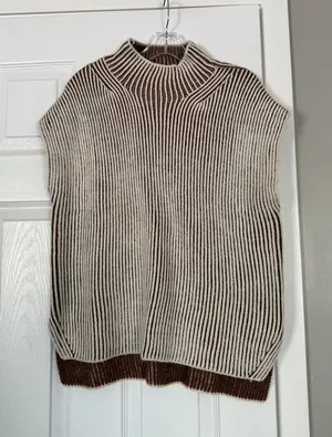 Varley Beige Ribbed Sweater Vest Top thumbnail 1