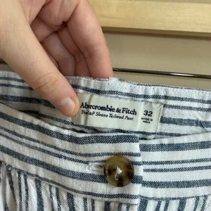 Abercrombie & Fitch Curve Love Sloane Tailored Pant 32 Blue White Stripe Women thumbnail 5