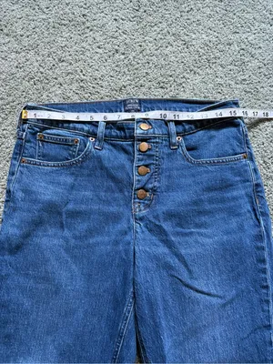 J. Crew Mid Rise Flare Crop Jeans Womens Size 29 Button Fly Cotton Stretch Denim thumbnail 2