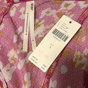 Anthropologie NWT Sz S Pink Floral Tunic Summer Dress Sleeveless Straps thumbnail 7