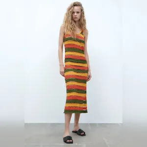 New Zara Striped Knitted Dress. Multicolor. Medium thumbnail 3