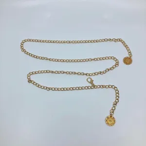 Y2K Rockstar Girlfriend Gold Layered Charm Chain Belt, Up to 37 Inches, X7GA1190 thumbnail 3