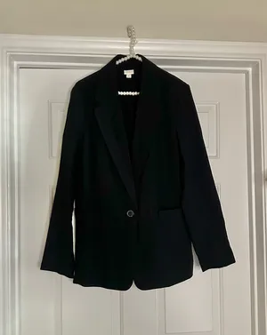 A New Day Solid Black Relaxed Fit Blazer thumbnail 1