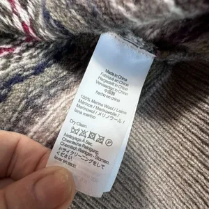 J Crew 100% Merino Wool Intarsia Sweater Gray Purple Fair Isle Womens Large thumbnail 8