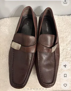 Calvin Klein slip on loafer all leather with emblem to side chocolate brown sz 8.5 casual or business  thumbnail 1