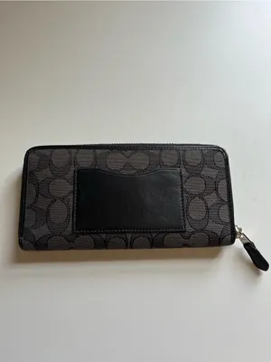 Coach Black and Gray Signature Zip Wallet thumbnail 5