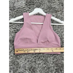 Golden Aritzia Pink V-Neck Sports Bra Crop Top Activewear Padded Bralette XS thumbnail 7