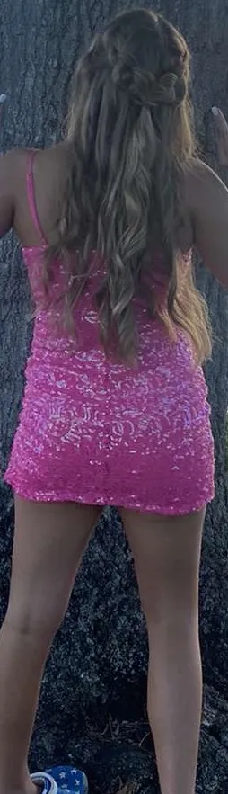 Hot pink hoco dress thumbnail 2