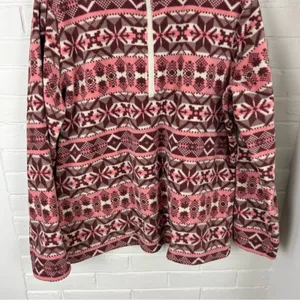 D&Co. Pink Snowflake Patterned Fleece Quarter Zip Pullover Size M Size M thumbnail 4