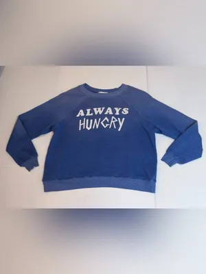 Wildfox Always Hungry Baggy Beach Jumper S Blue Graphic Y2K Sweatshirt Oversized thumbnail 4