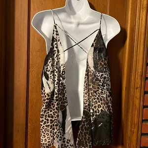Woven Leopard Strap Back Tank Top thumbnail 4