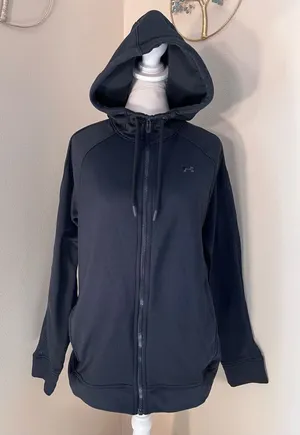 Under Armour Black Tech Terry Full Zip Hoodie Jacket Women's Large thumbnail 1