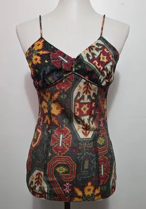 Vintage Harbinger Ltd Metallic Tapestry Print Camisole Size 10 90s Fairycore thumbnail 1