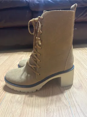 INA Mi.im Tan Suede Lace-Up Chunky Heel Ankle Boots thumbnail 10