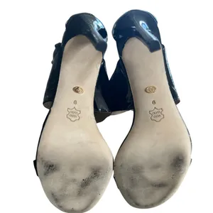 Charles David Black Patent Leather Strappy Stiletto Heel Minimalist Formal thumbnail 7