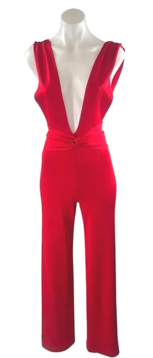 House of CB London Benedetta Red Sleeveless Straight Leg Tank Romper Jumpsuit XS thumbnail 1