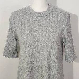 Uniqlo Gray Mock Turtleneck Ribbed Knit Dress Size Medium Gray Mini Dress thumbnail 3