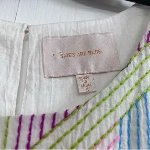 Skies Are Blue womens embroidered sleeveless cotton mini dress white small beach thumbnail 3
