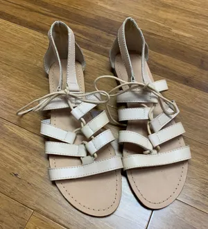 Old Navy Womens Beige Lace Up Gladiator‎ Strappy Flat Sandals Size 9 New Summer thumbnail 1