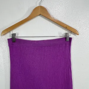 Free People Skyline‎ Women Medium Purple Ribbed Knit Front Slit Midi Skirt Boho thumbnail 7