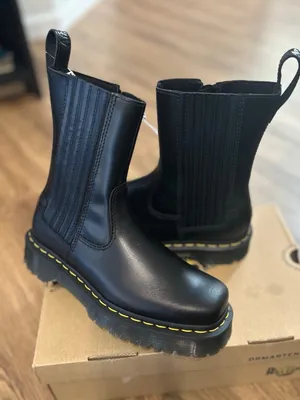 DR MARTENS Amaayah LO black leather zippered boots shoes women’s 8 new thumbnail 1