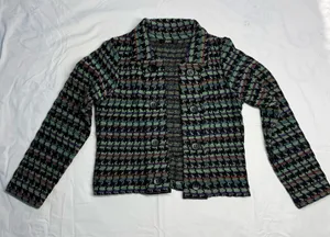 Naven AVEC Vintage-Style Multicolor Pixelated Woven Knit Button-Up Jacket thumbnail 12