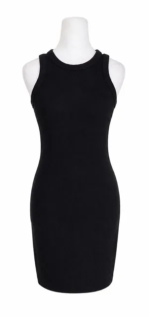 SO Black Ribbed Sleeveless Tank Mini Dress Womens Size XS Bodycon Crew Neck Knit thumbnail 1
