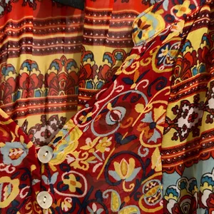 s Long Sleeve Boho Blouse Orange Blue Size XL thumbnail 3