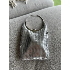 Olga Berg Silver Chainmail Evening Bag Metallic Mesh Clutch with Round Handle thumbnail 2