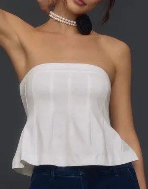 anthropologie white strapless peplum top thumbnail 3