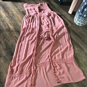 Xhilaration Elegant dusty rose romper with maxi skirt around thumbnail 1
