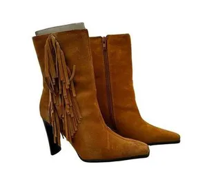 Vintage Predictions Suede Leather Fringe Boots Size 5 thumbnail 1