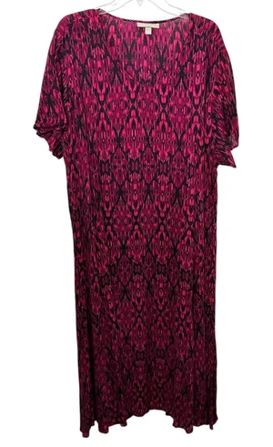 Woman Within Plus Size 22/24W‎ Maxi Dress 1X Petite Pink Black Ikat Coastal 602 thumbnail 1