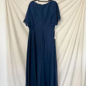 NWT JJ's House Yvonne A-Line Dark Navy Blue Chiffon Formal Evening Dress 18W thumbnail 6